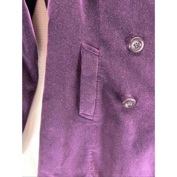 Express Purple Velvet Peacoat Jacket Women’s Double Breasted Y2K Vintage Goth L - Picture 7 of 11